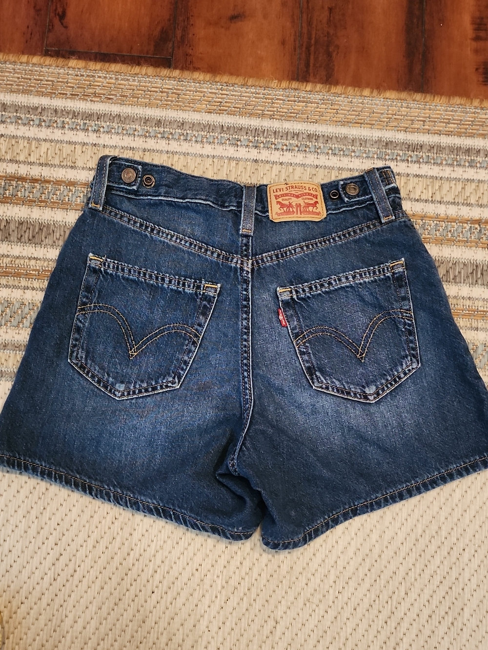 Levi's Classic Dark Blue Denim Shorts with Back Pocket Details
